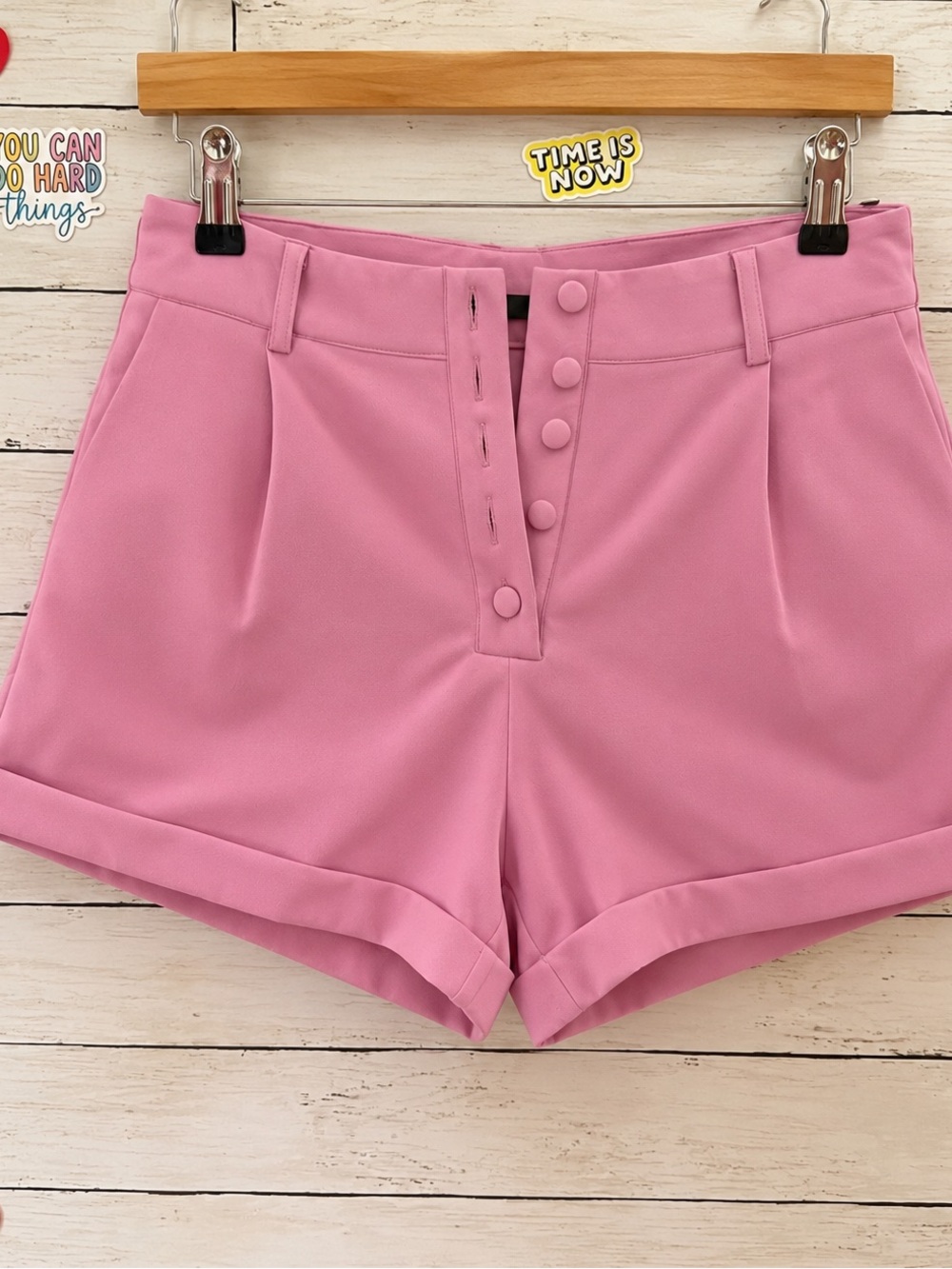 Forever 21 Pink High-Waist Button Front Shorts
